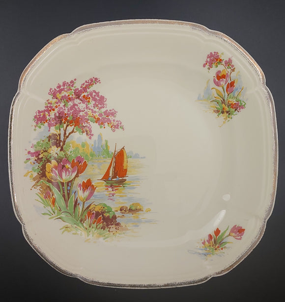 Alfred Meakin - Red Sailboat and Tulips - Salad Plate