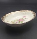 Unmarked - Pink and White Roses - Oval Bowl