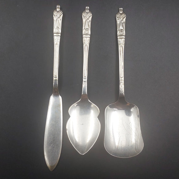 Sheffield-made - Apostles - Silver-plated Sugar Spoon, Jam Spoon and Butter Knife