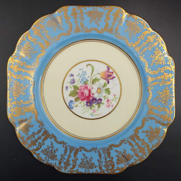 Paragon - Floral Spray with Blue Rim - 21 cm Plate