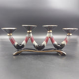 German Pottery - Cream, Maroon and Black - 1274, 4-hole Candelabra