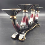 German Pottery - Cream, Maroon and Black - 1274, 4-hole Candelabra