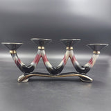 German Pottery - Cream, Maroon and Black - 1274, 4-hole Candelabra