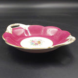 Coalport - Floral Spray with Maroon Band - Tab-handled Round Dish