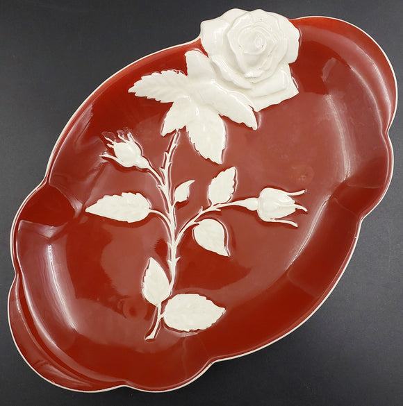 Royal Winton - White Rose on Maroon - Oval Dish