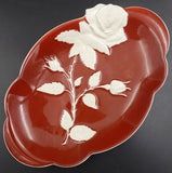 Royal Winton - White Rose on Maroon - Oval Dish