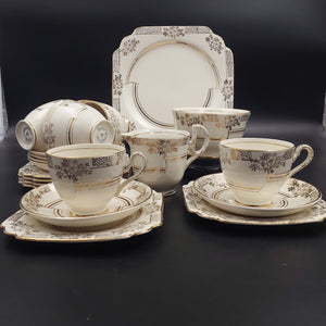 Thomas Forester & Sons -Gold Art Deco with Filigree -21-piece Tea Set