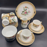 European-made - Peacock and Flowers - 21-piece Tea Set