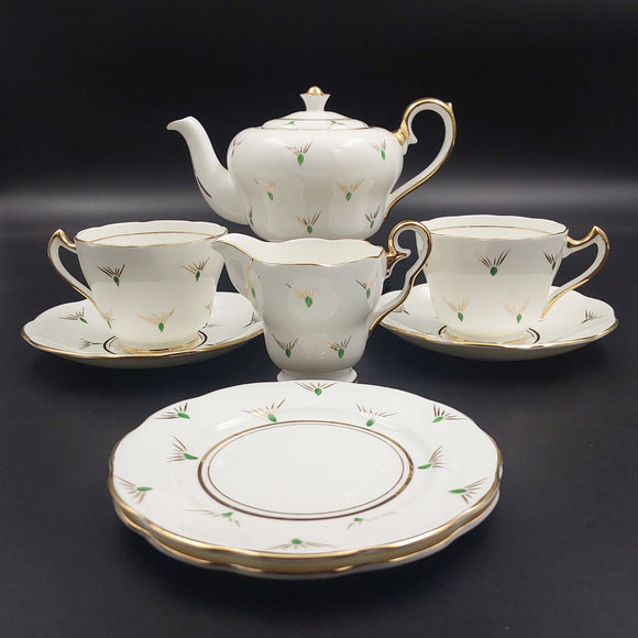 Trentham Royal Crown Pottery - Green and Gold - Tea for Two