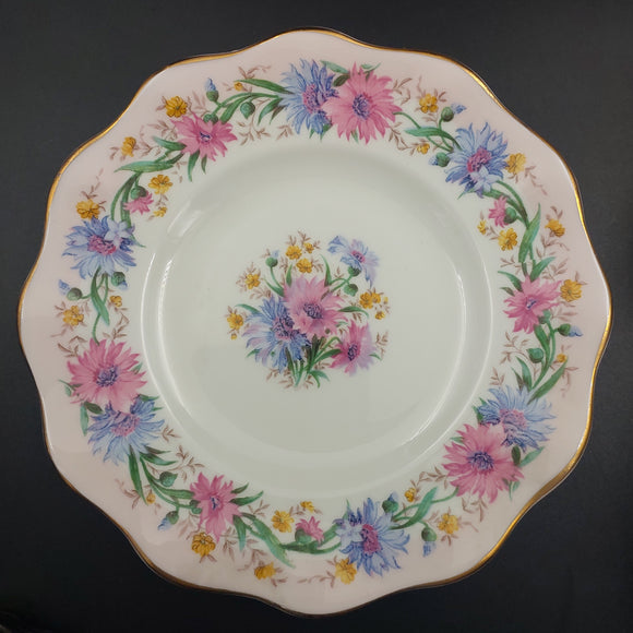 Foley - Cornflowers, Pink Rim - Side Plate