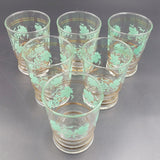 Green Grape Vine Pattern with Gold Bands - Set of 6 Glasses