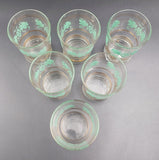 Green Grape Vine Pattern with Gold Bands - Set of 6 Glasses