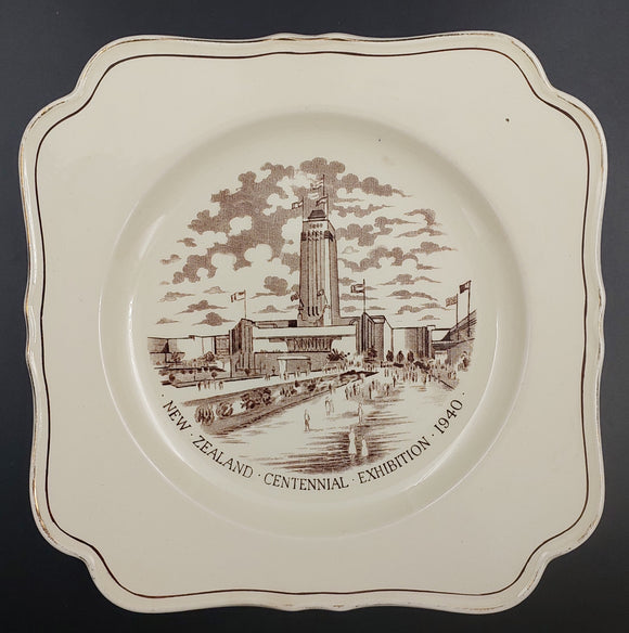 Crown Ducal - New Zealand Centennial Exhibition - 21 cm Plate