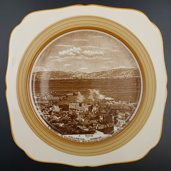 Hollinshead & Kirkham - Wellington Harbour - NZ Exhibition Souvenir Plate