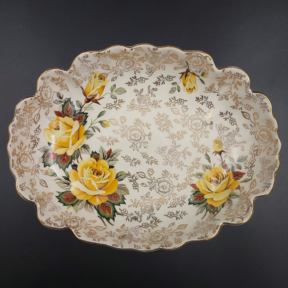 James Kent - Chinarita with Yellow Roses and Gold Filigree, 5890 - Oval Dish