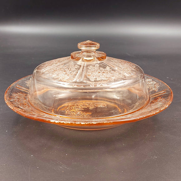 Federal Glass - Sharon Rose, Pink - Lidded Butter Dish