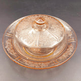 Federal Glass - Sharon Rose, Pink - Lidded Butter Dish