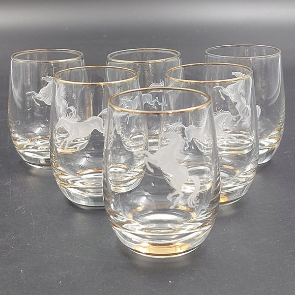 White Horses - Set of 6 Small Glasses