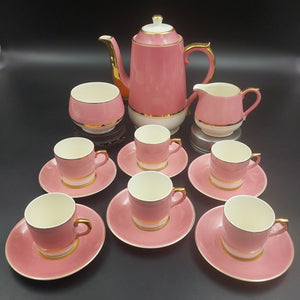 Crown Lynn - Pink - 15-piece Coffee Set