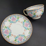 Minton -  Pink Flowers with Teal Leaves - Duo