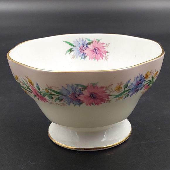 Foley - Cornflowers, Pink Rim - Sugar Bowl