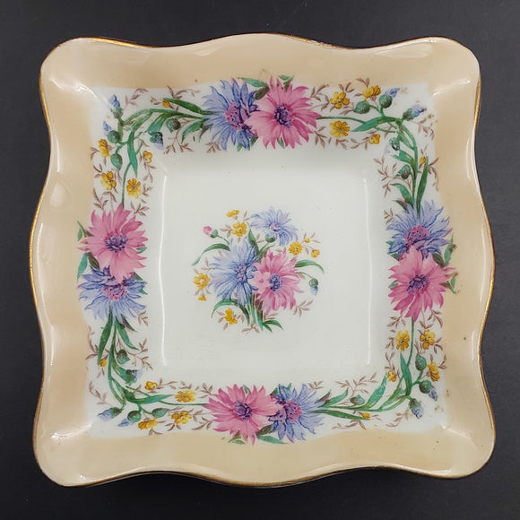 Foley - Cornflowers, Peach Rim - Square Dish