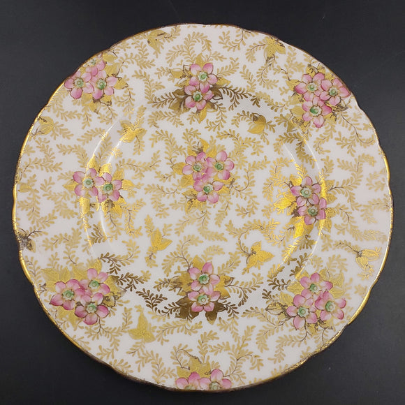 Tuscan - Pink Flowers and Gold Filigree on Pink - Side Plate