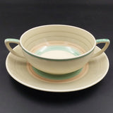 Susie Cooper - Banding, Blue 698 - Soup Bowl and Saucer