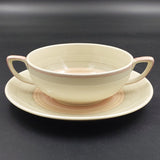 Susie Cooper - Banding, Pink 699 - Soup Bowl and Saucer