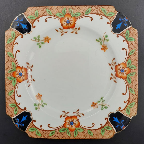 Aynsley - Red Flowers with Blue Corners, A4660 - Side Plate