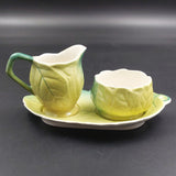 Royal Winton - Leaves, Green and Yellow - Milk Jug and Sugar Bowl on Tray