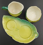 Royal Winton - Leaves, Green and Yellow - Milk Jug and Sugar Bowl on Tray