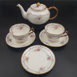 Court China - Pink Roses with Purple Ribbon - Tea for Two