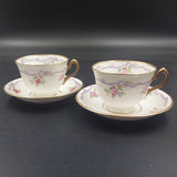 Court China - Pink Roses with Purple Ribbon - Tea for Two