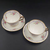 Court China - Pink Roses with Purple Ribbon - Tea for Two