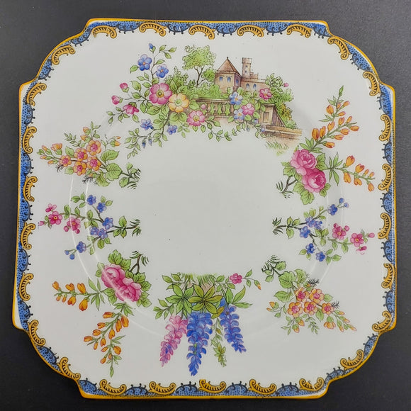 Aynsley - Tuscan Garden, Blue Rim - Side Plate