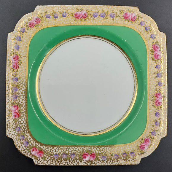 Aynsley - Pink and Purple Flowers on Webbed Gold with Inner Green Band, B170 - Side Plate