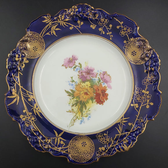 Royal Doulton - Floral Spray with Blue and Gold Rim - Display Plate