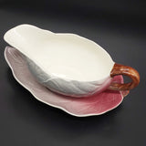 Royal Winton - Maroon and Grey Leaf - Sauce Boat with Underplate