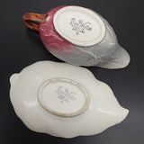 Royal Winton - Maroon and Grey Leaf - Sauce Boat with Underplate