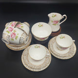 Phoenix - Pink Roses and Gold Filigree Band - 20-piece Tea Set