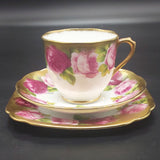 Royal Albert - Old English Rose 2735, Heavy Gold Rim - Trio: Countess Cup, Square Side Plate