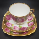 Royal Albert - Old English Rose 2735, Heavy Gold Rim - Trio: Countess Cup, Square Side Plate