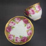 Royal Albert - Old English Rose 2735, Heavy Gold Rim - Trio: Countess Cup, Square Side Plate