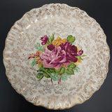 James Kent - Cabbage Rose and Gold Filigree, 5308 - Cake Plate