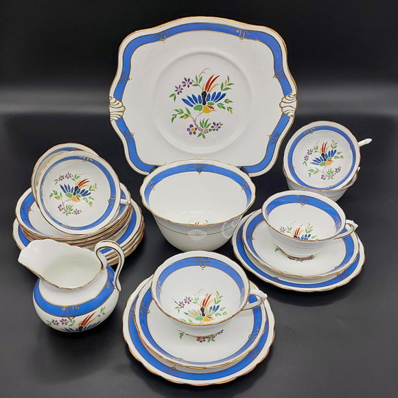 Tuscan - Exotic Bird, Blue Band - 21-piece Tea Set