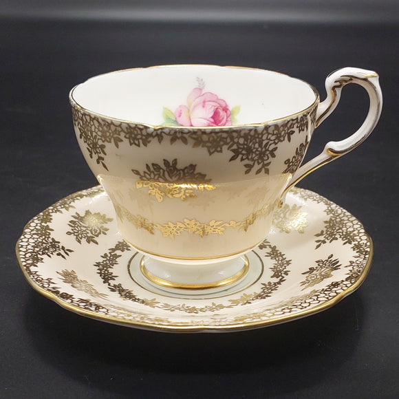 Paragon - Pink Rose, Gold Filigree on Peach - Duo