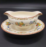 Swinnertons - Fruit and Flowers - Gravy Boat with Affixed Saucer