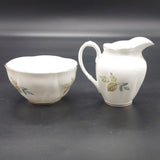 Royal Albert - White Flowers, Grey and Blue Leaves - Milk Jug and Sugar Bowl