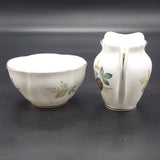 Royal Albert - White Flowers, Grey and Blue Leaves - Milk Jug and Sugar Bowl